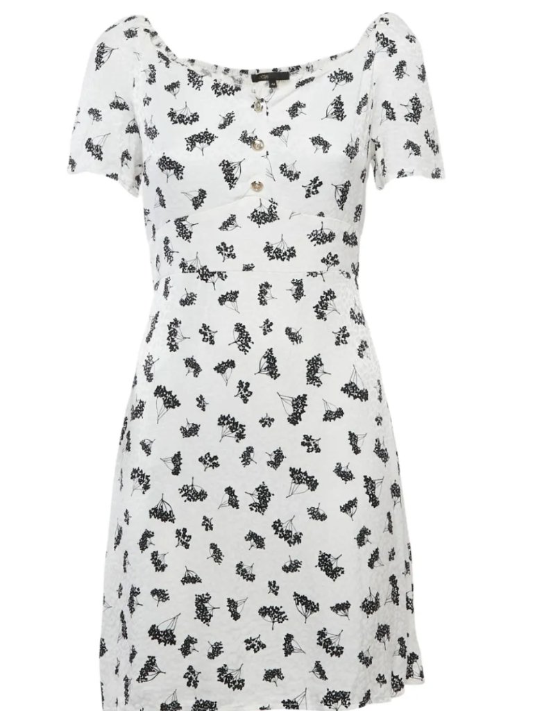 Maje Paros Roseline Floral Print Mini Dress Fr 34 Xs